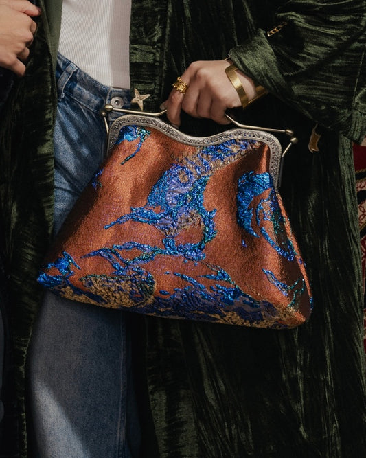 “Dusk” French-Brocade Kisslock Clutch
