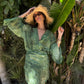 Soraya beach wrap-dress in Green Bandana