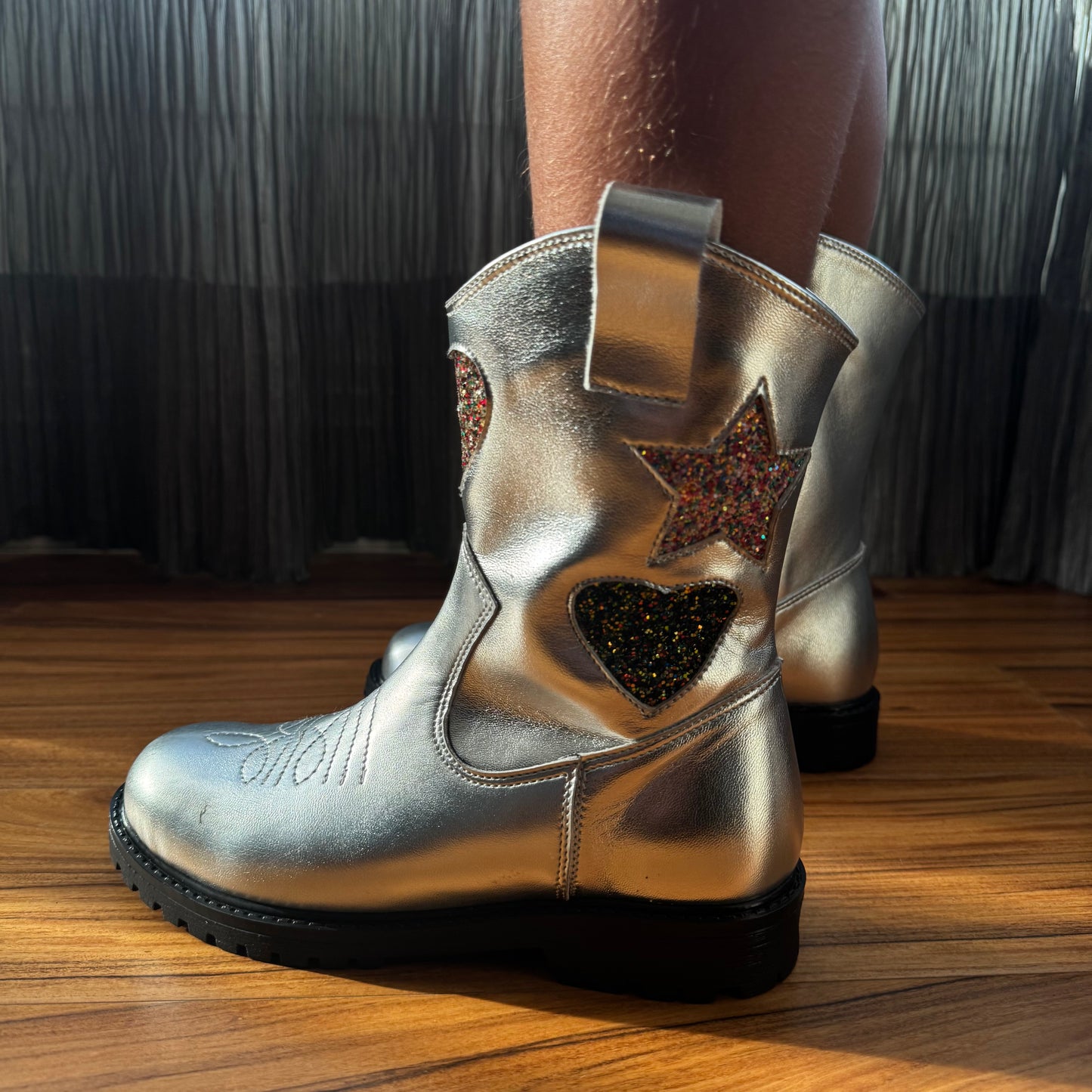 Western Boot in Cosmic Silver (Girls)