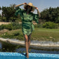 Soraya beach wrap-dress in Green Bandana