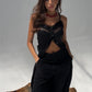 Boho MidMaxi Open Front Cami top in Black