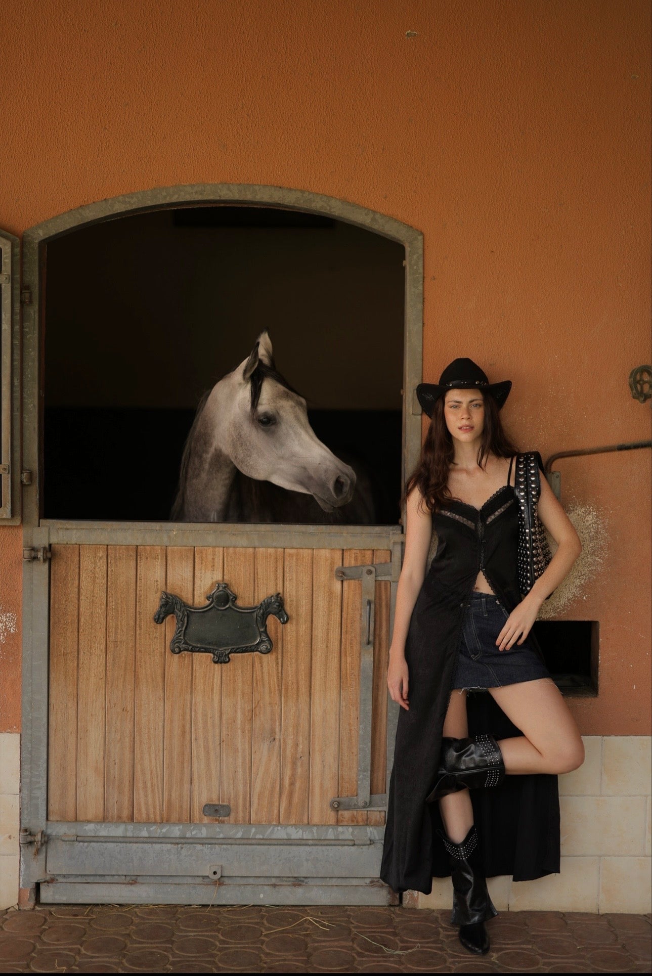 Western Style Leather Boots in Studded Black (PREORDER: Shipping by October 8)