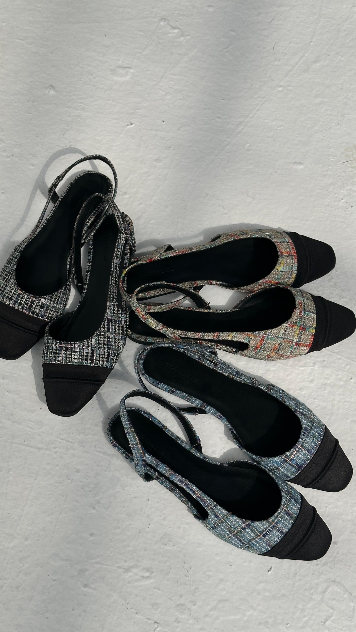 Jackie-O Slingback flats in Black Plaid