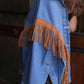 Western Jacket with Fringe in Dark Denim Wash