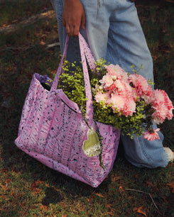 Bandana Quilted Tote Bag in Pink