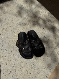 Isabel Jelly caged slides in black