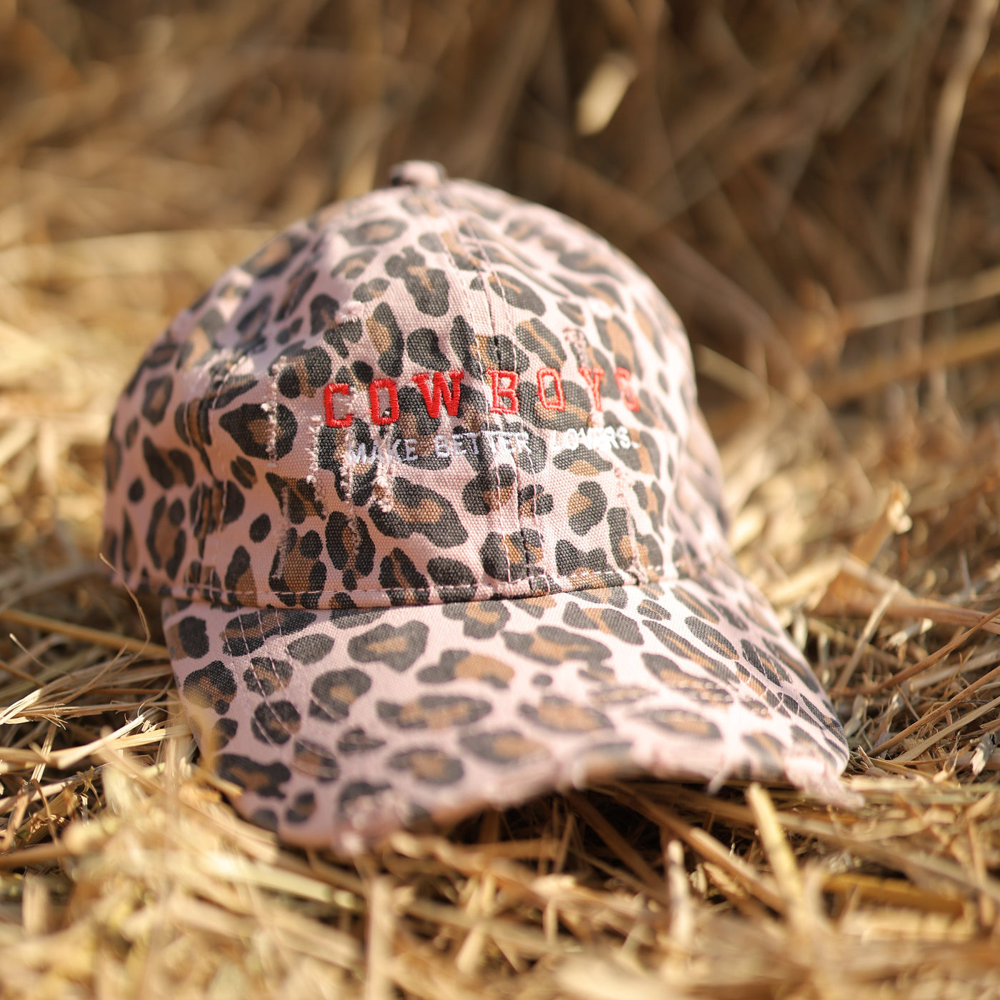 “Cowboys Make Better Lovers” Cap in Pink Leopard