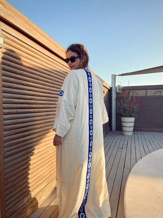 Greek Eye Kaftan ( Off-white)