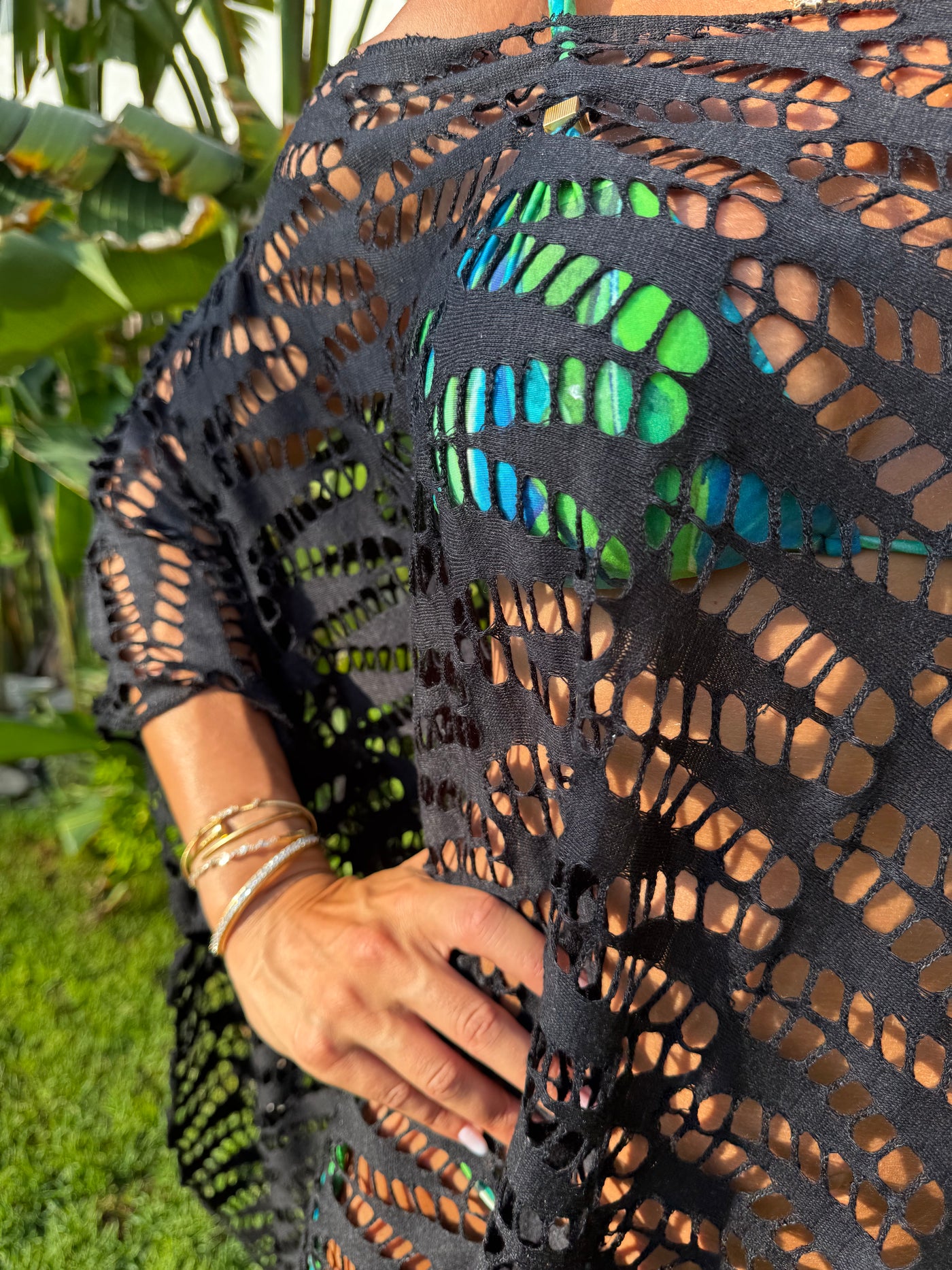 Elena off-shoulder cover up in Black