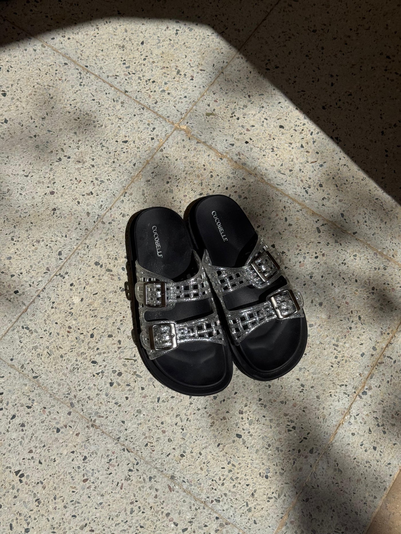 Isabel Jelly caged slides in silver