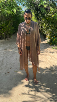 Tulum Handwoven Cover-up in Brown