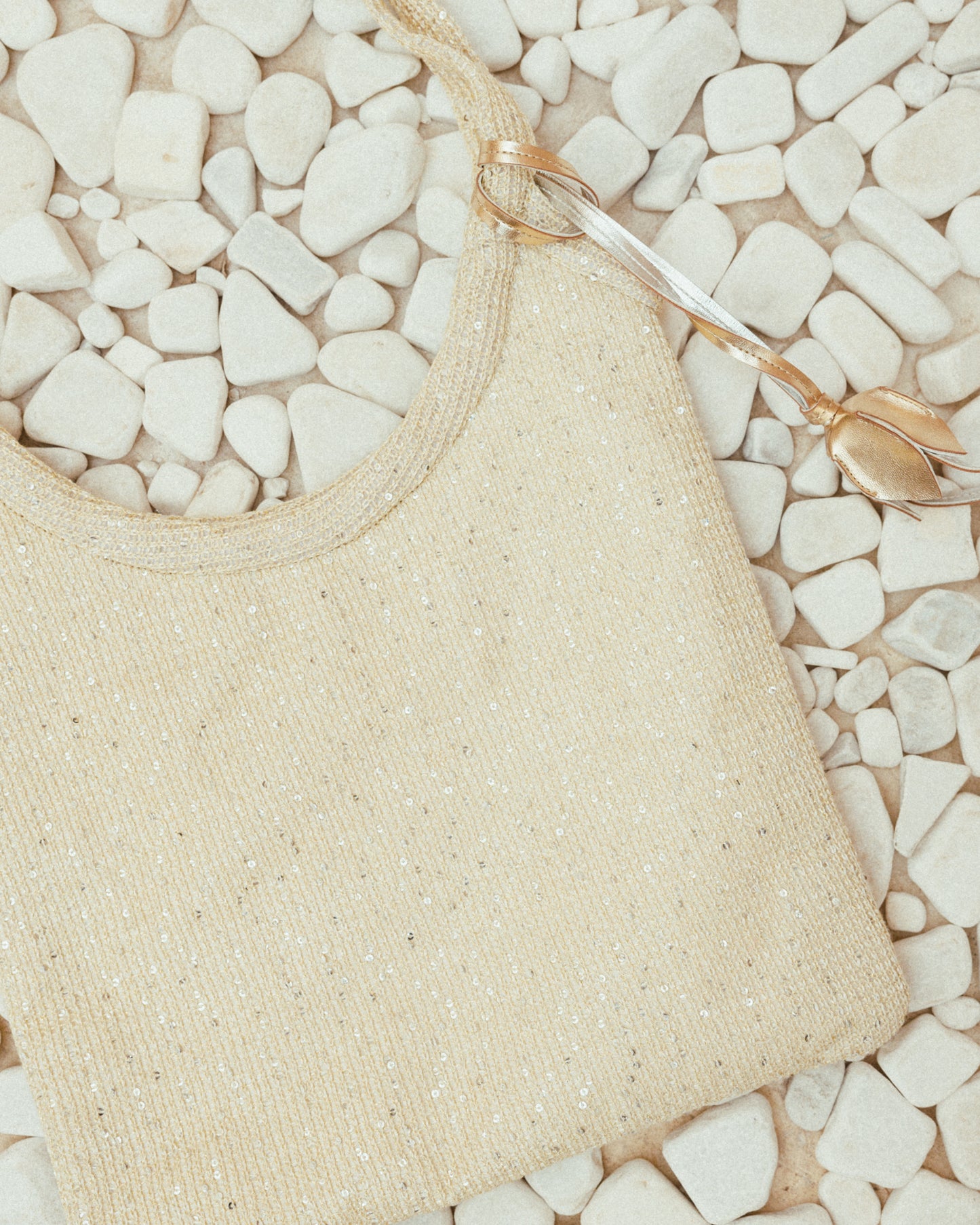 The Ivy tote bag in sequin-embleshed mesh in Natural
