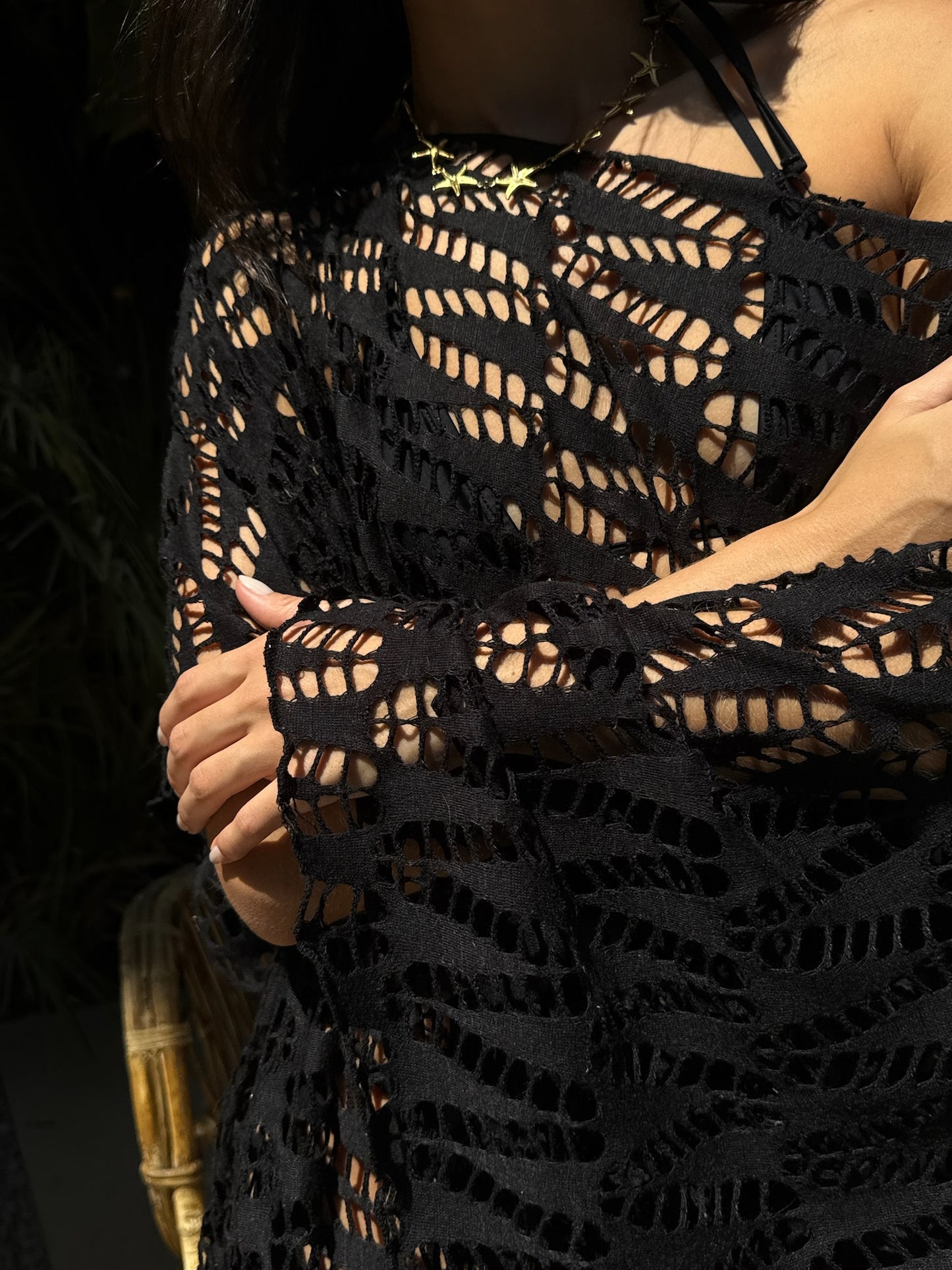 Elena off-shoulder cover up in Black