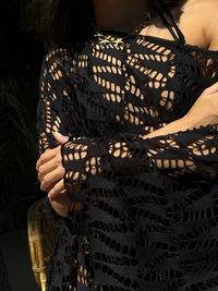 Elena off-shoulder cover up in Black