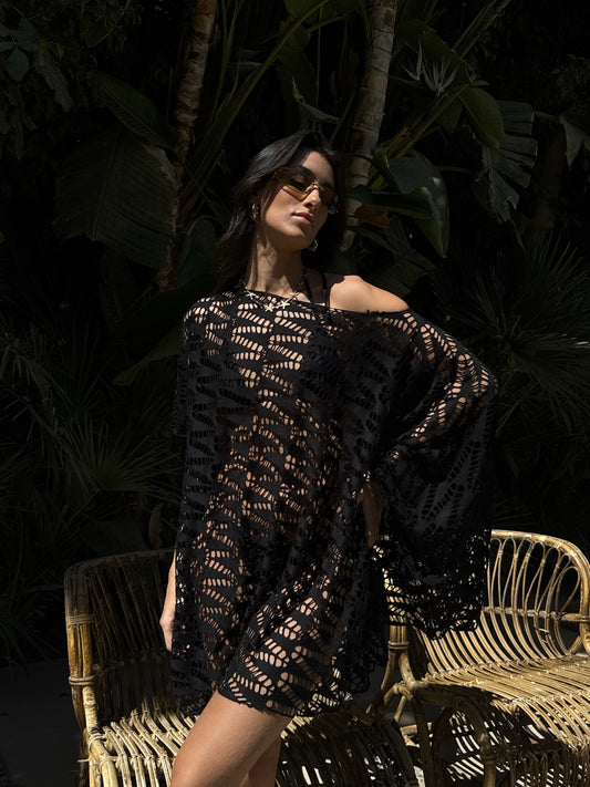 Elena off-shoulder cover up in Black