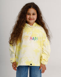 “Happy”  Tie-Dye Sweatshirt in Yellow