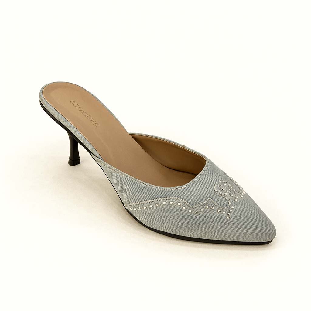 Darlin’ Pointed Heel Mules in Denim (PREORDER: Shipping by October 8)
