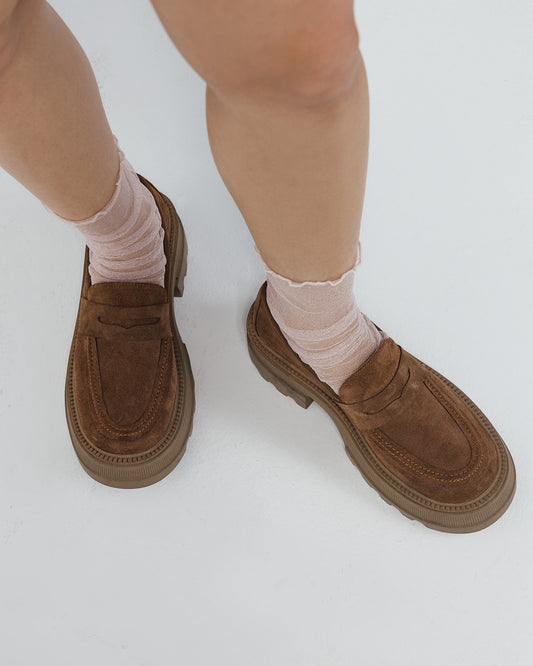 Marcy Platform Loafers in Mocha Brown