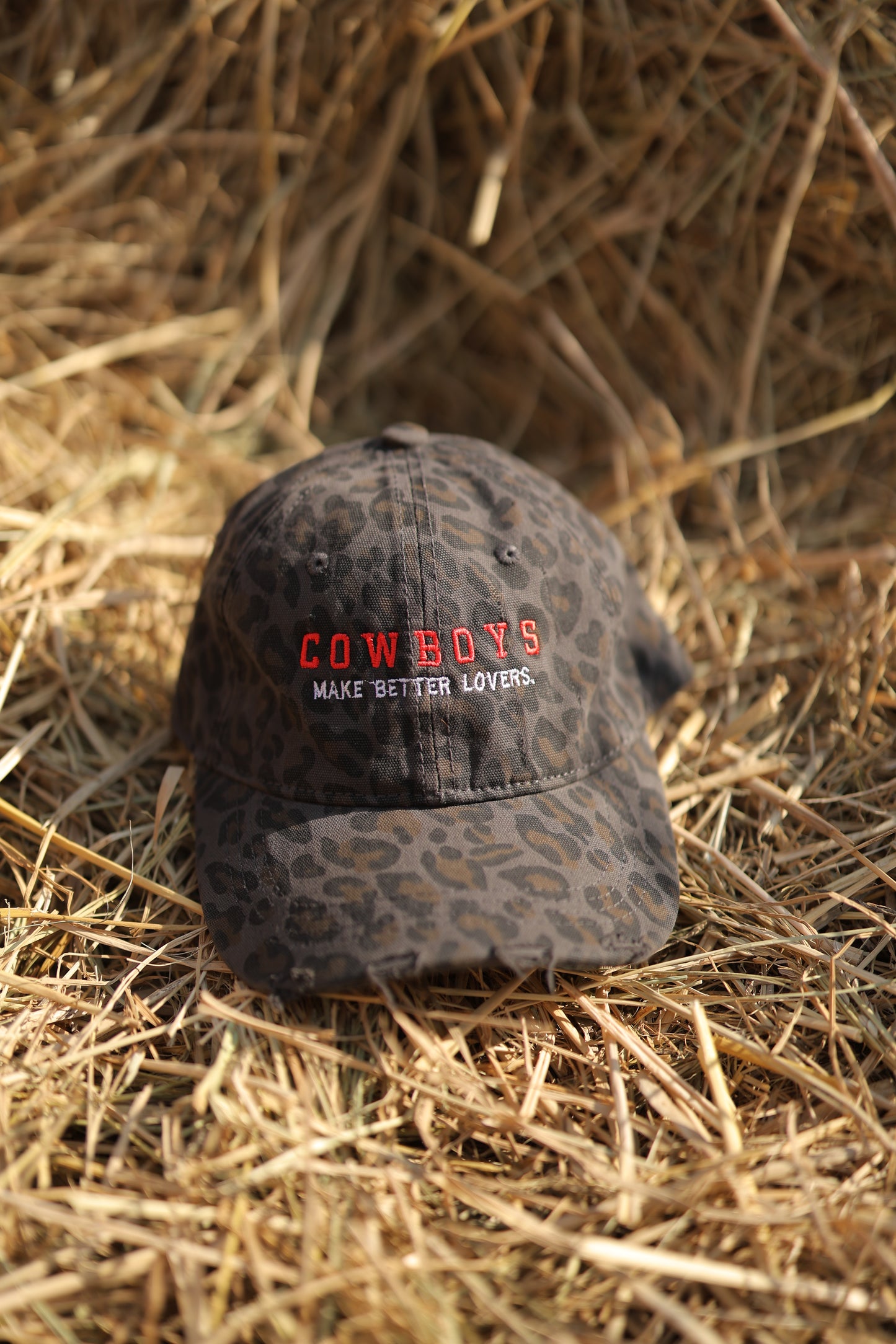 “Cowboys Make Better Lovers” Cap in Black Leopard
