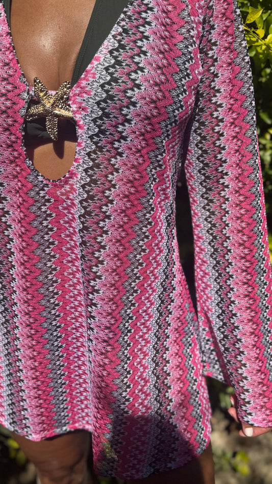 Salina’s Beachdress in Plum chevron weave (Shipping Sunday June 15)