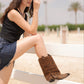 Western Style Suede Boots in Leopard 3D Hair Print (PREORDER: Shipping by October 8)