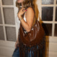 Wild Fringe Saddle Bag in Brown