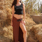 Double Buckle Skirt in Chocolate-Brown (PREORDER OCTOBER 8)