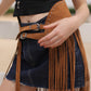 Fringe Studded Belt in Brown