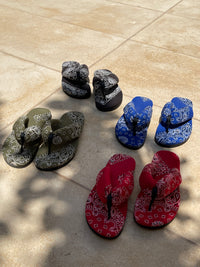 Inez Puff Bandana Slippers in Blue