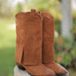 Western Style Suede Boots in Tan (PREORDER: Shipping by October 8)