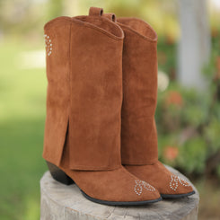 Stud Western Boots in Tan