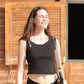 Western Buckle Ribbed Top in Black