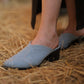 Western Heel Mule in Studded Denim