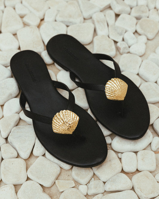 Inez Slipper in Gold Seashell