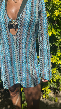 Salina’s Beachdress in Blue chevron weave