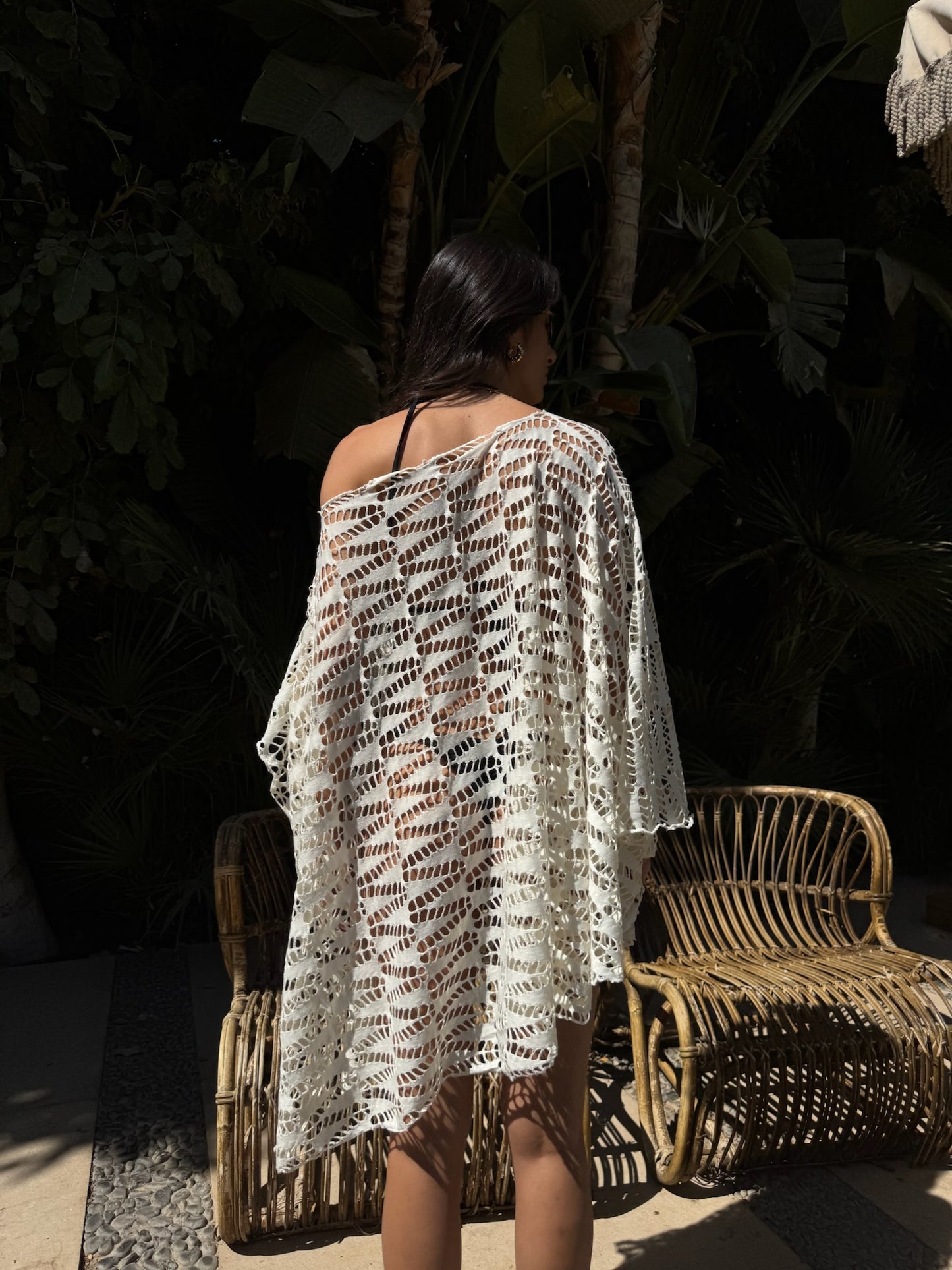 Elena off-shoulder cover up in Off-White
