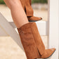Western Style Suede Boots in Tan (PREORDER: Shipping by October 8)