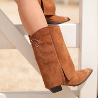 Stud Western Boots in Tan