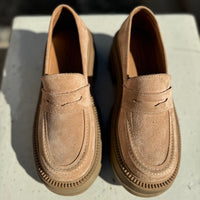Marcy Platform Loafers in Sand