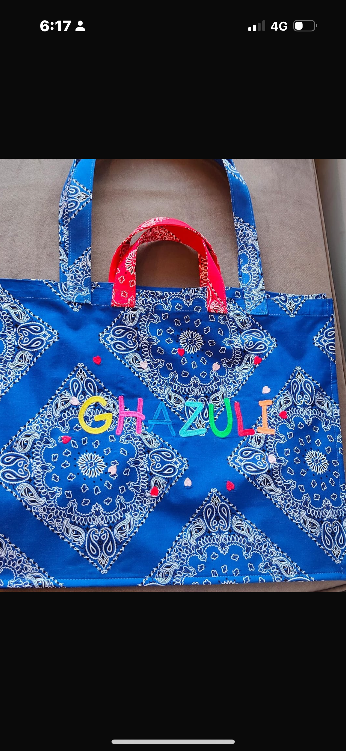 CUSTOMIZE YOUR NAME Maxi Tote in BLUE Bandana