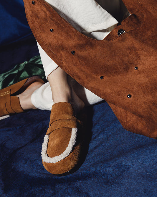 Zoey Clogs in 100% Italian Suede and Shearling