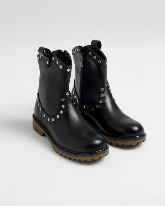 Western Boot in 100% Genuine Black Leather (Girls)