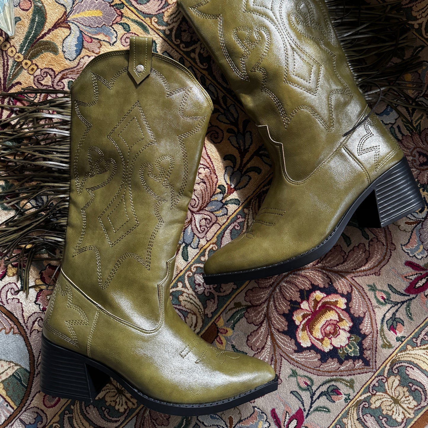 Alabama Fringe Cowboy Boots in Matcha Green ( X SATISFASHION)
