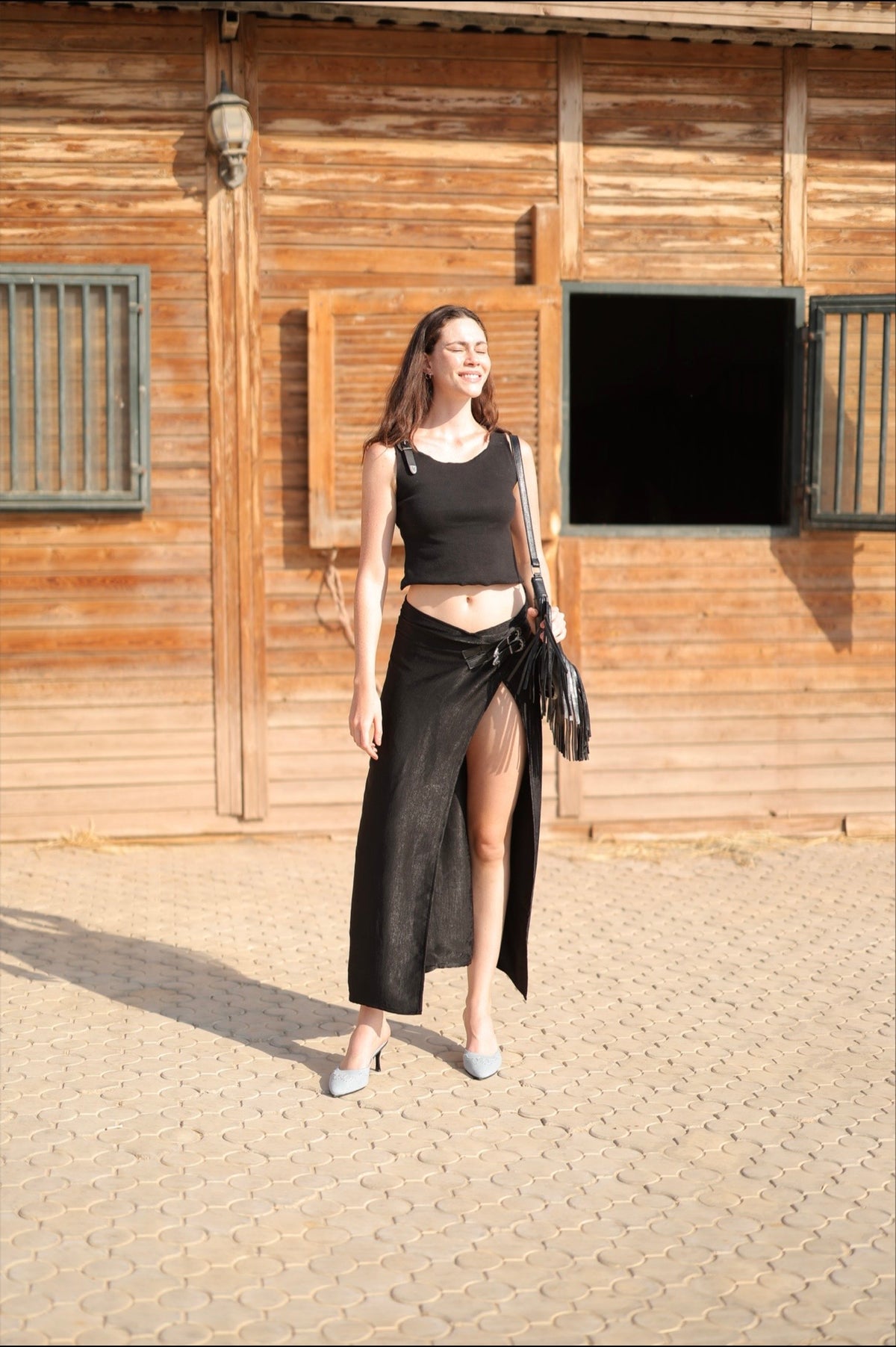 Double Buckle Skirt in Black (Final Sale)