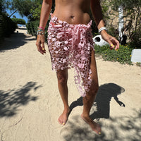 Skull & Star Crochet mini Sarong in Pink