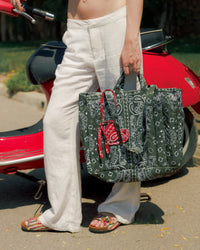 Bandana Quilted Tote Bag in Olive