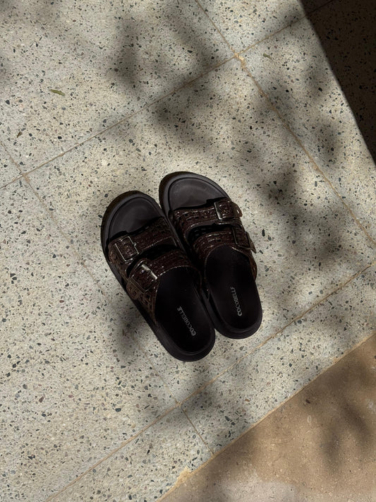 Isabel Jelly caged slides in brown