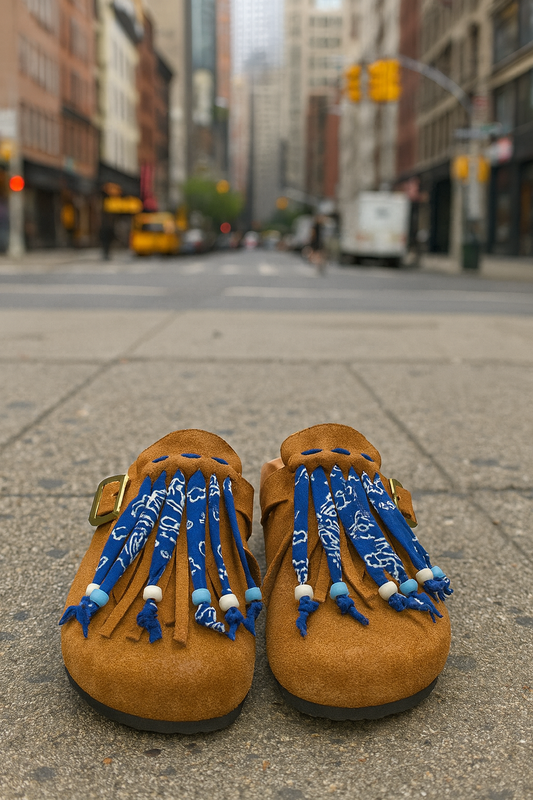Milah Bandana-Fringe in Brown 100% Genuine Suede leather