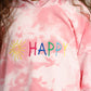 “Happy” Tie-Dye Sweater in Pink