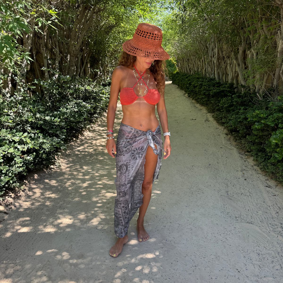Grey Bandana Sarong with slit